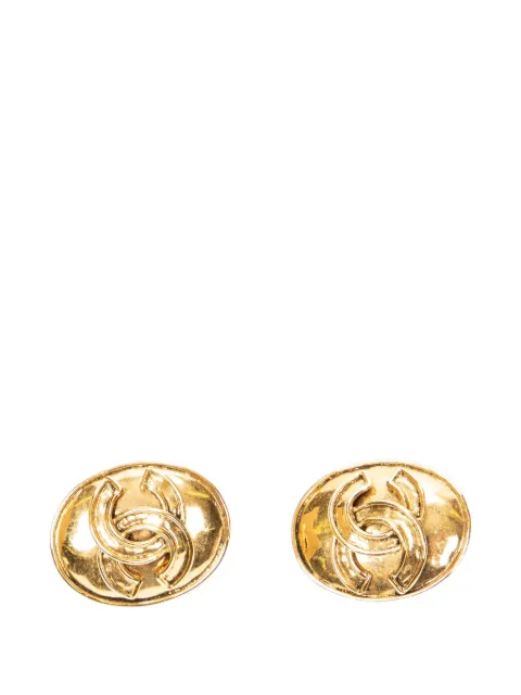 CHANEL Pre-Owned CC oval earrings Gold 94P