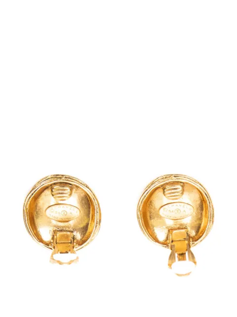 CHANEL Pre-Owned Interlocking-CC clip-on earrings Gold 94A