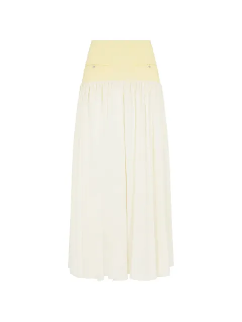 Rabanne crêpe de chine panelled maxi skirt Yellow 26ACJU220CO0511