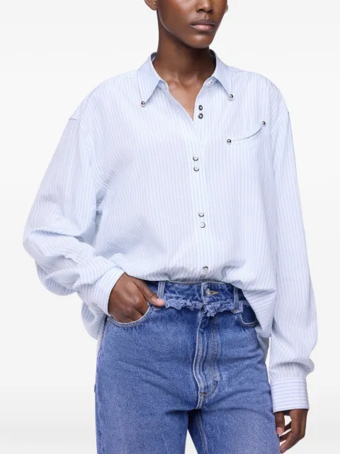 Rabanne bead-embellished striped shirt Blue 26ACTO297CO1183
