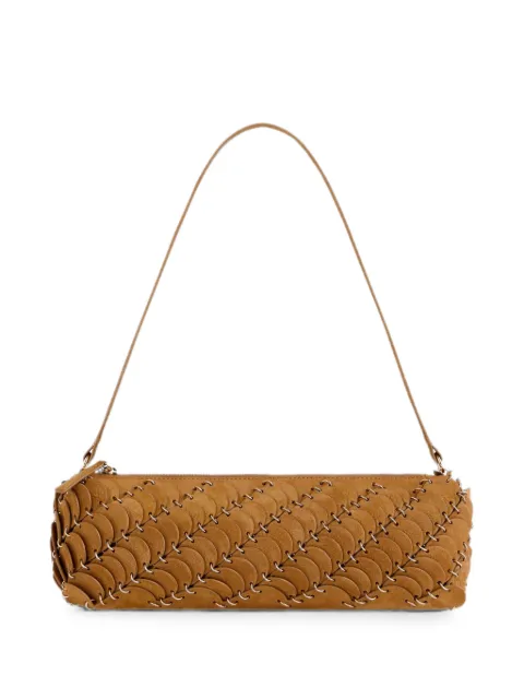 Rabanne disc-embellished leather shoulder bag Brown 26ASS0578CLF531