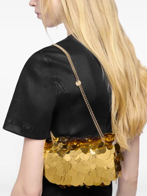 Rabanne sparkle sequin-embroidered small shoulder bag Yellow 26ASS0586EMB073