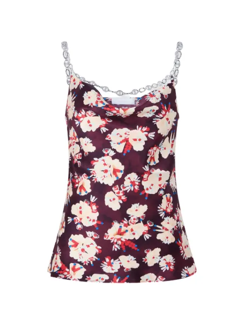 Rabanne floral-patterned chain-detail top Red 26ACTO026SO0139