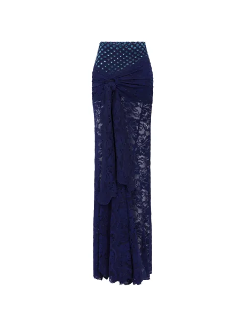 Rabanne trompe-l'œil-effect lace maxi skirt Blue 26AJJU198PA0170