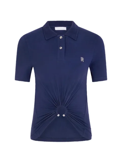 Rabanne piercing-detail monogram-motif polo shirt Blue 26AJTE050CO0555