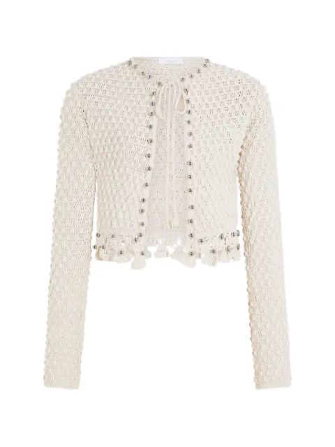 Rabanne crochet-knit long-sleeved cardigan White 26AMPU104ML0621