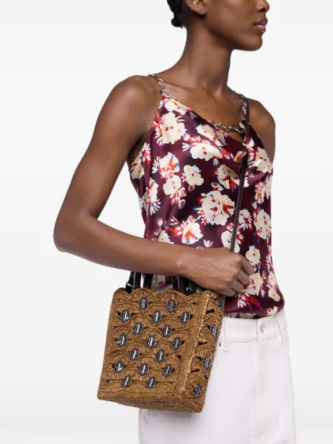 Rabanne 1969 disc-embellished cross body bag Brown 26ASS0582NAT086