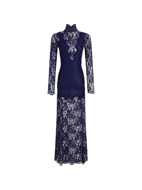 Rabanne lace-panelled high-neck maxi dress Blue 26AJRO372PA0170