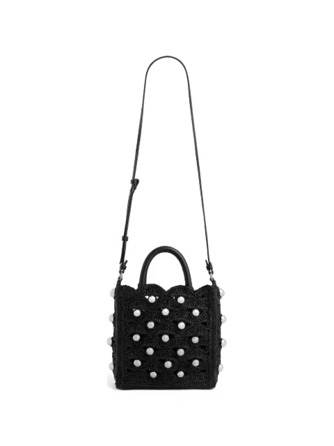 Rabanne pearl-embellished tote bag Black 26ASS0582NAT089