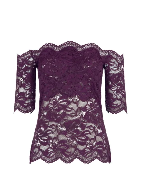 Rabanne layered-lace off-shoulder top Purple 26AJTO697PA0170