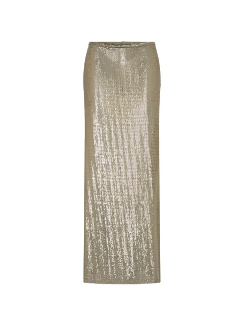 Rabanne metallic mesh-knit long skirt Neutrals 26AIJU227MH0006