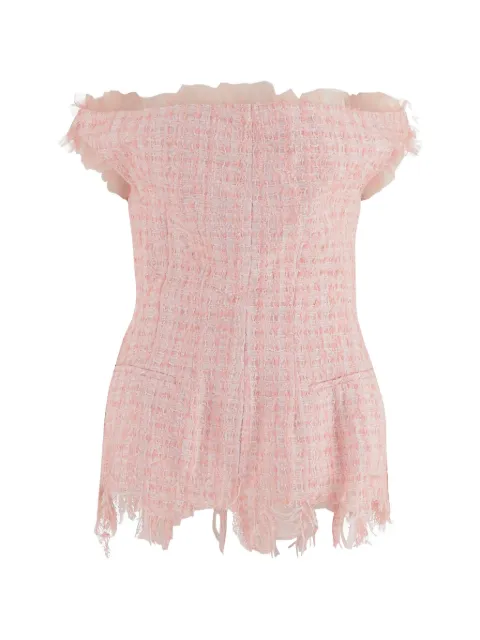 matieres fecales off-shoulder fringed-hem top Pink MAT02T1012