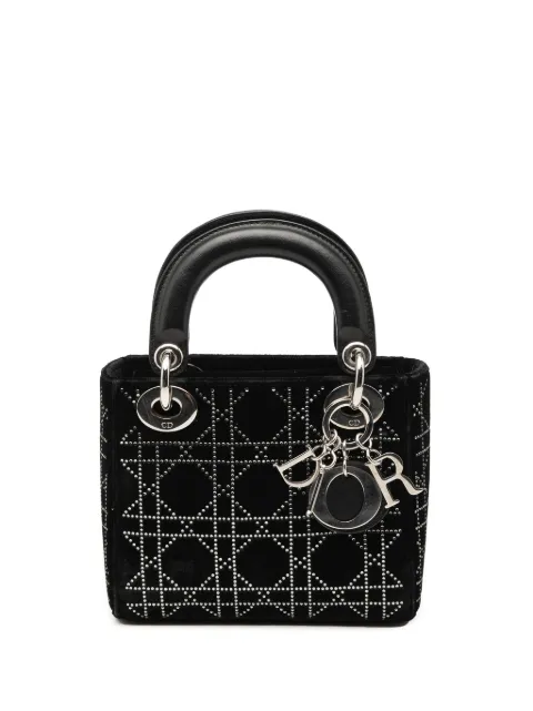 Christian Dior Pre-Owned 2011 Mini Velvet Cannage Strass Embellished Lady Dior satchel Black T7BSWVDSLAYNHK17