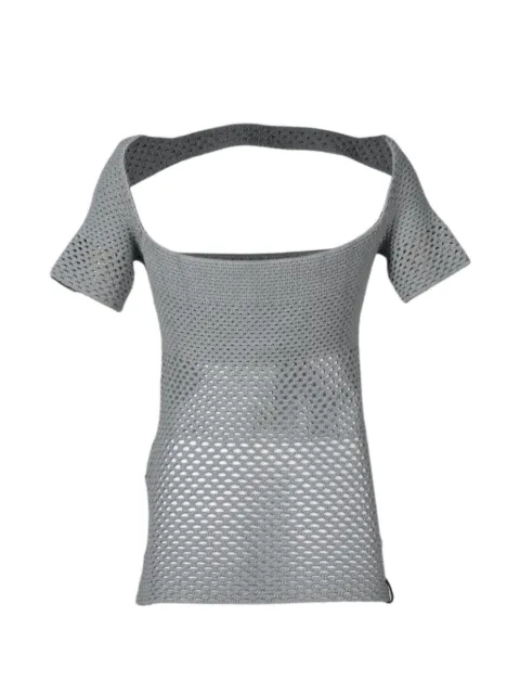 Isa Boulder fishnet cut-out top Grey IB25SWTP20BB