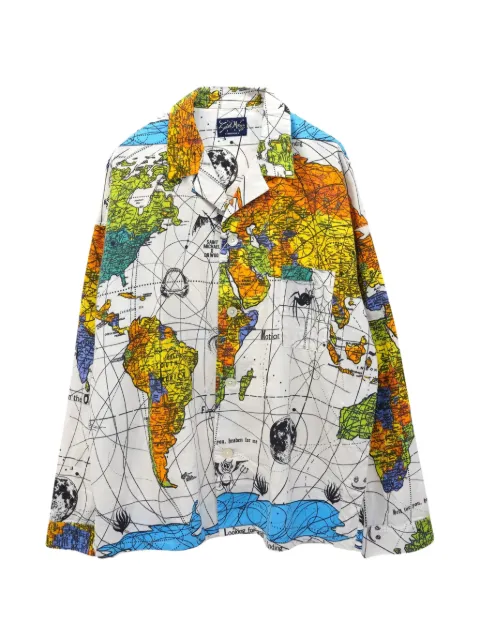 SAINT MXXXXXX world-map print shirt White SM23S082W