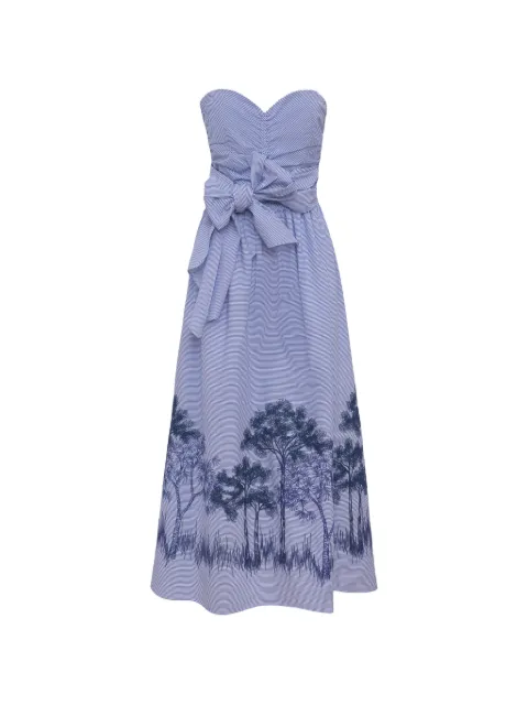 Loretta Caponi Desidera strapless cotton midi dress Blue S26D756