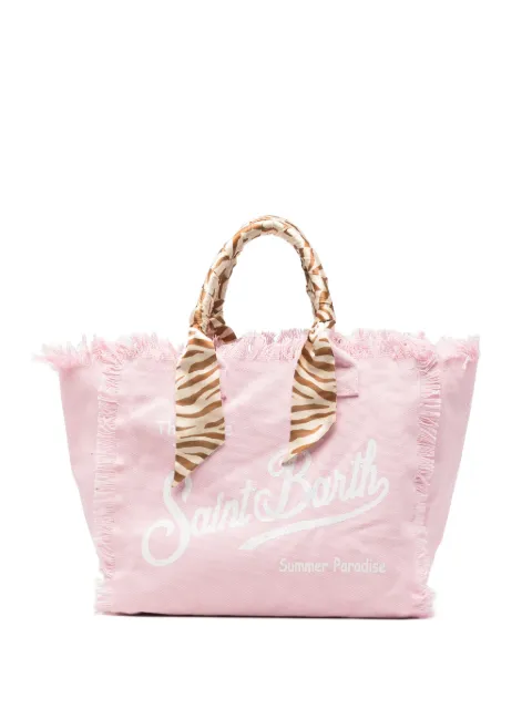 MC2 Saint Barth Canvas fringed logo-print tote bag Pink VANI045