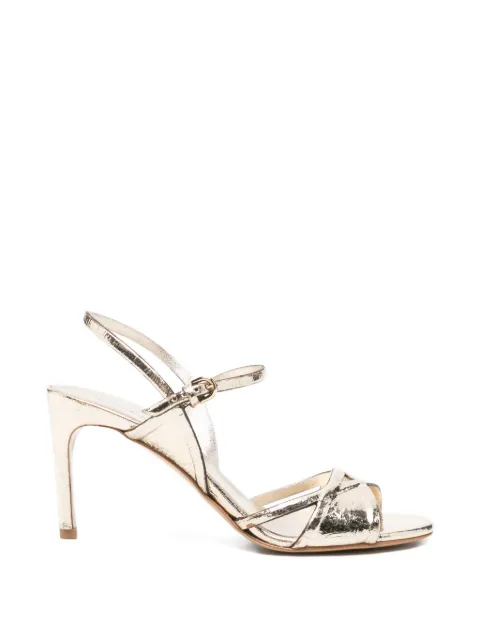 Del Carlo crackle-effect crossover-strap sandals Gold 12127