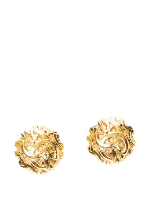 CHANEL Pre-Owned Interlocking-CC clip-on earrings Gold 93A