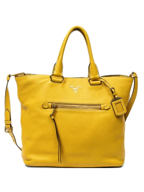 Prada Pre-Owned grained-leather tote bag Yellow 22758N