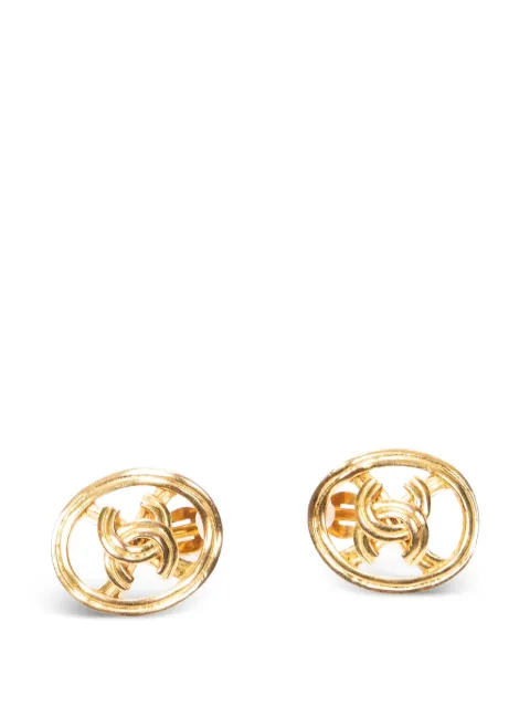 CHANEL Pre-Owned CC oval earrings Gold 96P
