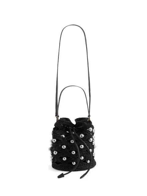 Rabanne pearl-embellished bucket bag Black 26ASS0478NAT089