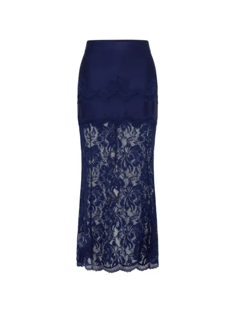 Rabanne lace-panelled jersey midi skirt Blue 26AJJU021PA0170