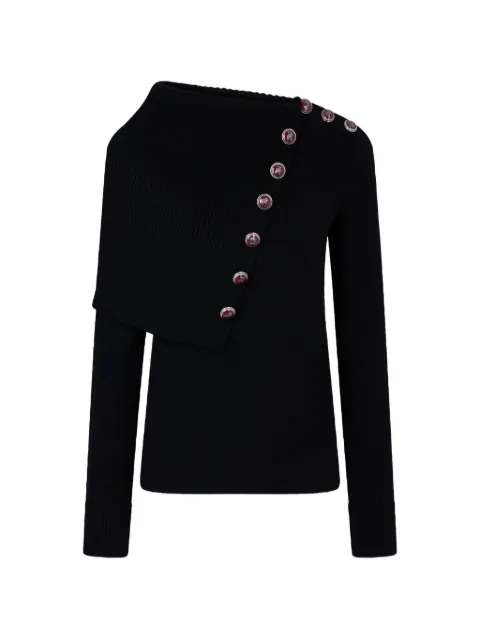 Rabanne asymmetrical sailor-collar sweater Black 26AMPU284ML0623