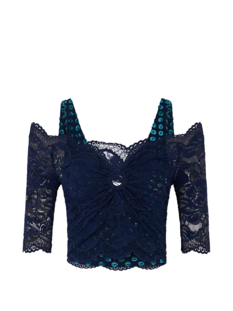 Rabanne trompe-l'œil lace top Blue 26AJTO268PA0170