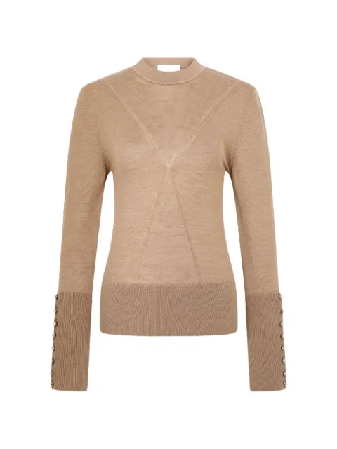 Rabanne button-cuff long-sleeve T-shirt Brown 26AMPU095ML0624