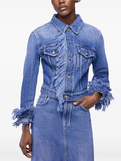Rabanne fringe-trimmed denim jacket Blue 26ACVE059CO1164