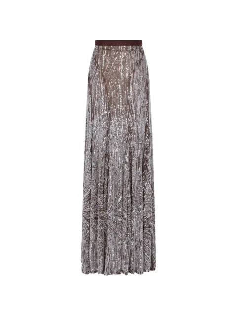 Rabanne sequin-embellished embroidered maxi skirt Brown 26AJJU230PO0531