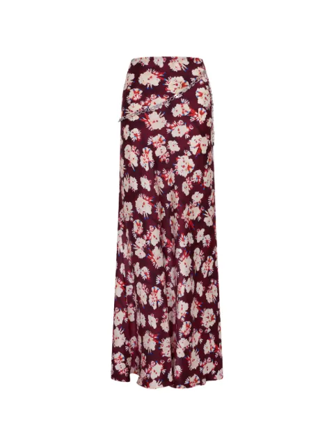 Rabanne floral-pattern silk maxi skirt Pink 26ACJU043SO0139