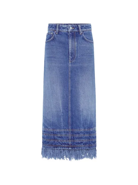 Rabanne fringe-detail midi skirt Blue 26ACJU217CO1164