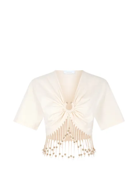 Rabanne beaded fringe-detail crop top White 26AJTE087CO0534