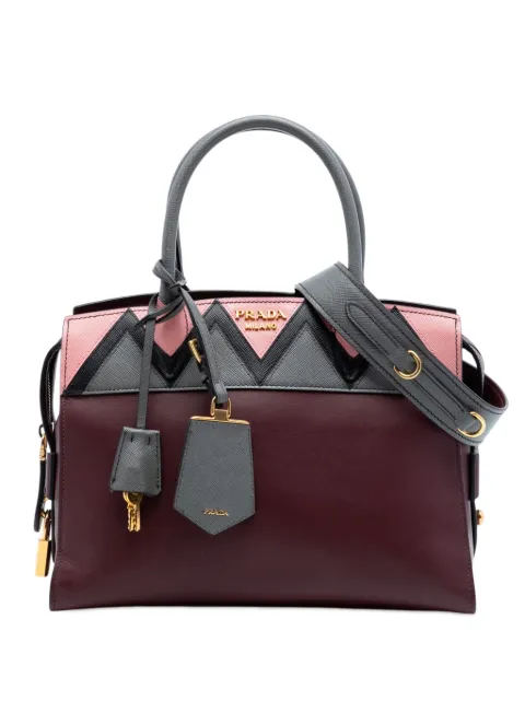 Prada Pre-Owned 2010-2026 Medium Saffiano Trimmed City Calf Greca Esplanade satchel Red M80UE5EU5UNWVPMB