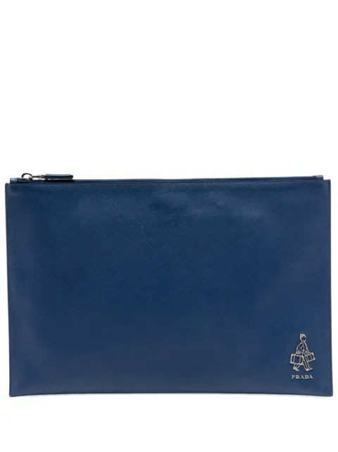 Prada Pre-Owned 2010-2026 Saffiano Bellboy Voyage clutch bag Blue 8H4EUBWDD1QHTCCS