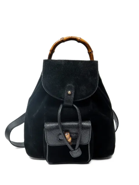 Gucci Pre-Owned mini Bamboo suede backpack Black 0031705
