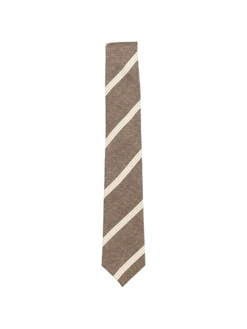 GIERRE MILANO stripe-pattern silk tie Brown CR0007526181907