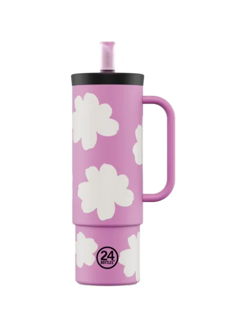 24bottles 800ml floral-print straw cup Pink 24002359