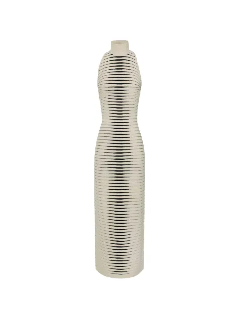 Elisabetta Franchi long knit dress with jacquard zebra Yellow AM98S61E2