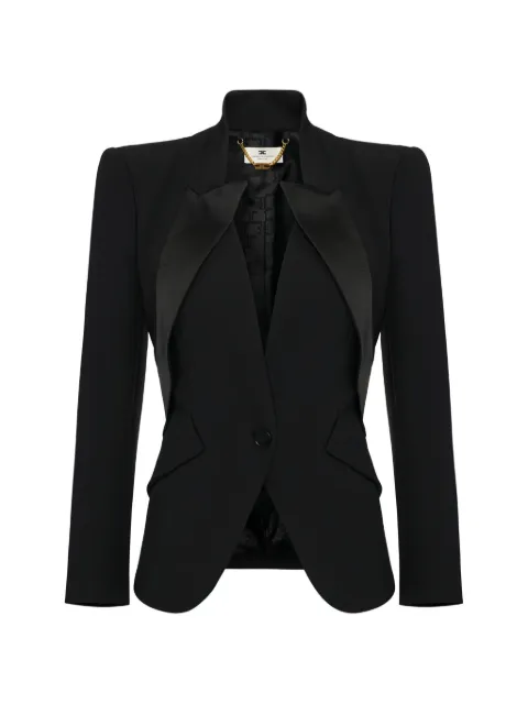 Elisabetta Franchi jacket in lightweight crêpe fabric with satin lapels Black GI19261E2