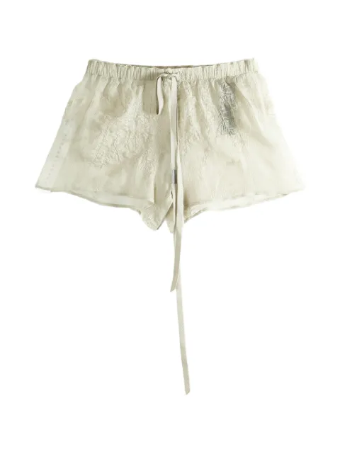 Ann Demeulemeester Nisa embroidered drawstring shorts Neutrals 2601WTR61RFA735220