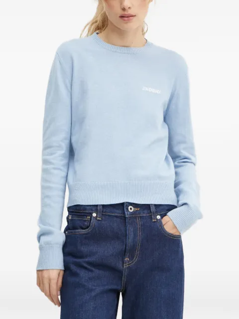 2nd Day logo-embroidered crew-neck sweater Blue 2251340408