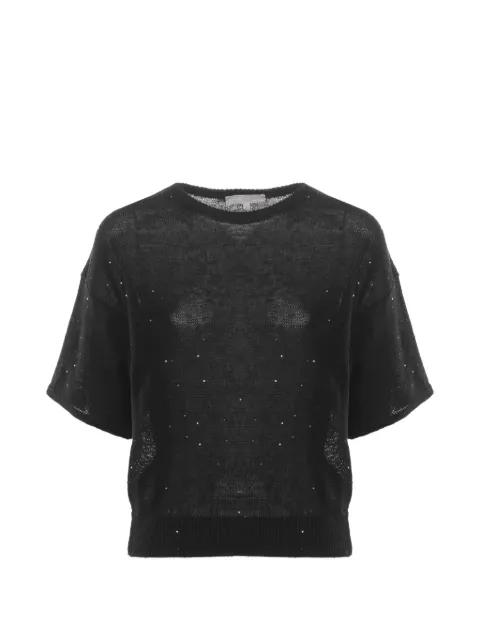 Antonelli sequin-embellished knit T-shirt Black ZAGARA41780Q8000