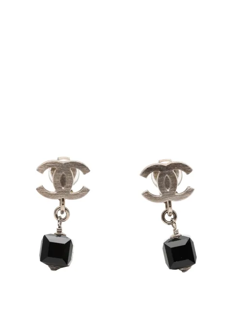 CHANEL Pre-Owned 2009 CC Brass Cube Rhinestone Drop Clip On Earrings costume earrings Black 6V1DQWTAUE2BQI4G