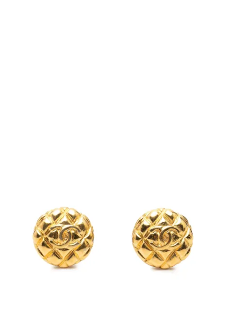 CHANEL Pre-Owned 1970-1980 CC Quilted Gold Plated Clip On Earrings costume earrings Gold ZLA983MGEQX54E6P