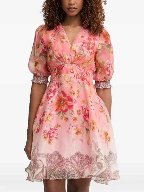 Hale Bob Kaeli floral-print paisley-border mini dress Pink 62DW624A