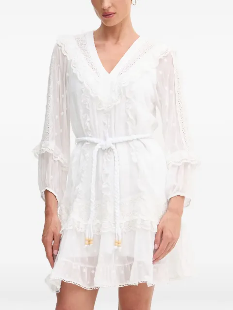 Hale Bob Xin ruffled lace-trim mini dress White 61HN630A