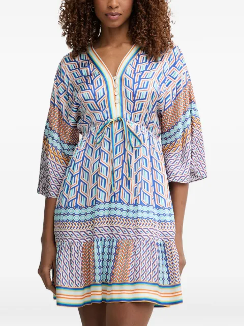 Hale Bob Theia geometric-print tiered mini dress Blue 62NT650A